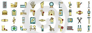 Arthritis icons set vector color line