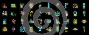 Arthritis icons set vector neon