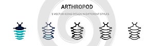 Arthropod icon in filled, thin line, outline and stroke style. Vector illustration of two colored and black arthropod vector icons