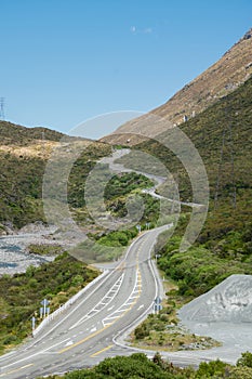 Arthur pass road in to middle of South Island New Zealand