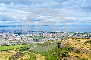 Arthur`s seat, Edinburgh, Scotland - the view of the Firth of Forth and Inchkeith