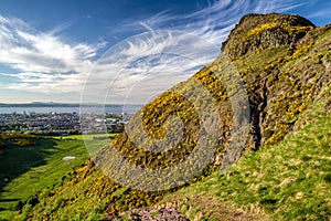 Arthur`s Seat - hill in city Edinburgh, Scotland