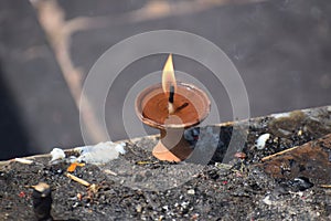 Arti diya at the temple during arti prayer time in a temple photo