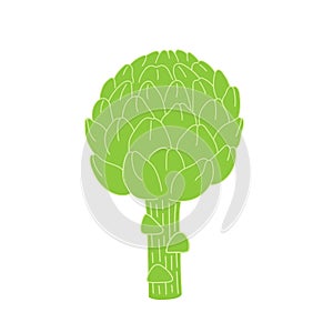 Artichoke flat vector doodle illustration. Green vegetables healthy food clipart