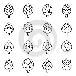 Artichoke icons set outline vector. Bio food