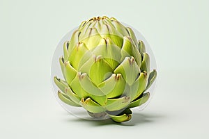 The artichoke is isolated on a white background.
