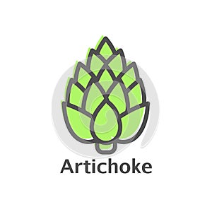 Artichoke thin line vector icon. Isolated vegetables linear style for menu, label, logo. Simple vegetarian food sign