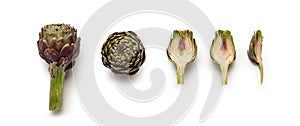 Artichokes - Green Artichoke `Carciofo` On White Background photo