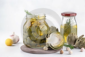 Artichokes pickled olive oil cuisine. Generate Ai