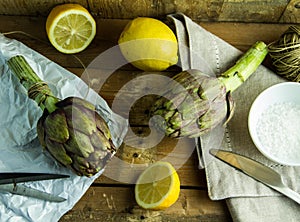 Artichokes ready to be cooked