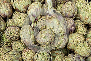 Artichokes. Vegetables market in Italy. Agricultural food.