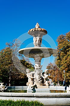 Artichoque fountain in Buen Retiro Park in Madrid photo