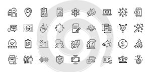 Article, Cyber attack and Genders line icons pack. For web app. Line icons. Vector photo