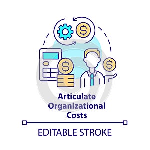 Articulate organizational costs concept icon