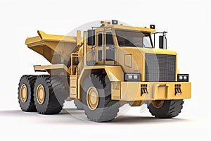 Articulated construction truck cartoon on white background.