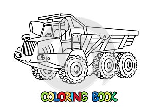 Articulated dump truck car with eyes coloring book