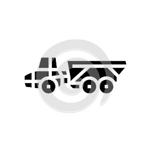 articulated hauler construction vehicle glyph icon vector illustration