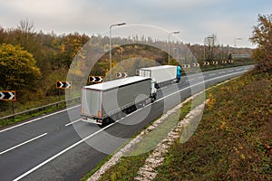 Articulated lorries on the road