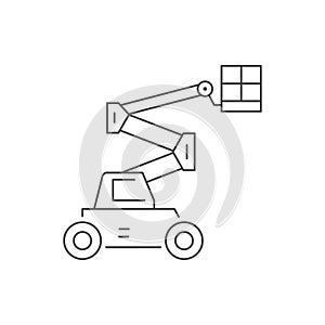 Articulating boom lift line icon