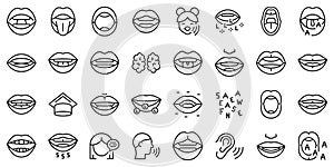 Articulation icons set outline vector. Childhood development