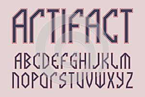 Artifact alphabet. Mythological style font. Isolated english alphabet