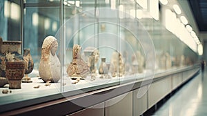 artifacts blurred museum interior