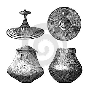 Artifacts from Bronze Age | Antique Historic Illustrations