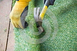 Artifcial grass, turf installation photo