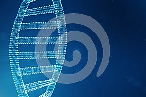 Artifical intelegence DNA molecule. Concept binary code genome. Abstract technology science, concept artifical Dna. 3D