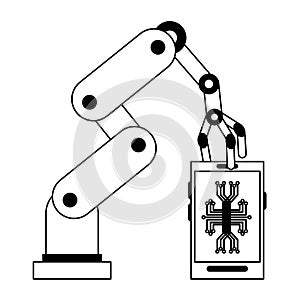 Artifical intelligence icons concept cartoon in black and white