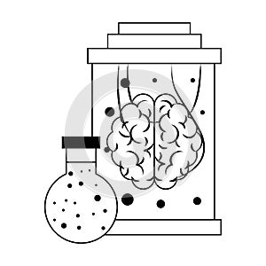 Artifical intelligence icons concept cartoon in black and white