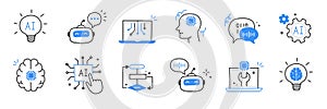Artificial ai brain icon. Ai machine digital robot hand drawn doodle line icon. Artificial brain algorithm machine