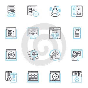 Artificial analytics linear icons set. Prediction, Optimization, Automation, Intelligence, Accuracy, Efficiency