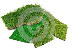 Artificial astroturf grass samples photo