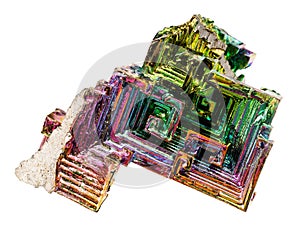 artificial bismuth crystal covered with oxide film