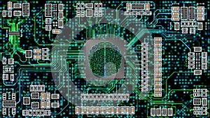artificial brain concept image with circuit board