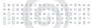 Artificial business line icons collection. Automation, Robotics, Neural, Intelligence, Algorithm, Virtual, Machine