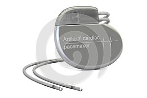 Artificial cardiac pacemaker, 3D rendering