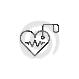 Artificial cardiac pacemaker line icon, outline vector sign, linear style pictogram isolated on white.