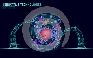 Artificial cell synthesys gene therapy DNA 3D chemical. Animal cell biochemistry engineering research concept. Biorobot