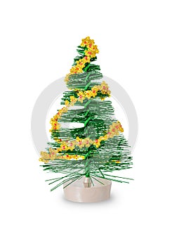 Artificial Christmas tree with a garland of beads