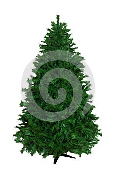 Artificial christmas tree isolated on white background