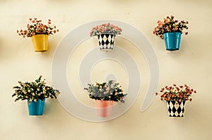 Artificial colorful flower pots