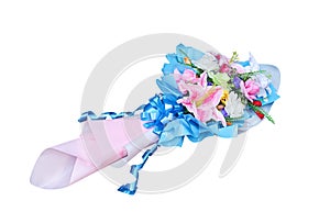 Artificial colorful flowers bouquet isolated on white background , clipping path