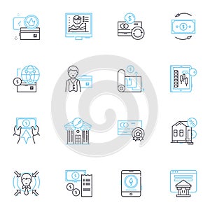 Artificial computing linear icons set. Intelligence, Robotics, Automation, Machine learning, Algorithm, Quantum