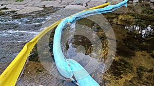 Artificial dam on a shallow river