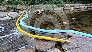 Artificial dam on a shallow river