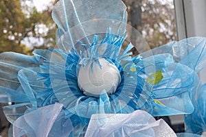 Artificial decorative blue flowers