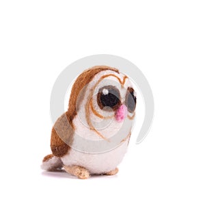 Artificial felt owl toy.