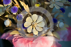 Artificial flowers made from dried leaves, handmade